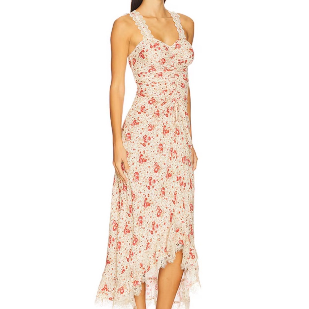 Cinq a Sept Stevie Ruched Lace Trim Cocktail Dress - Picture 5 of 12